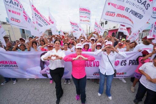 Respaldan vecinos de Villas de San Miguel a Carmen Lilia Canturosas y candidatos de Morena